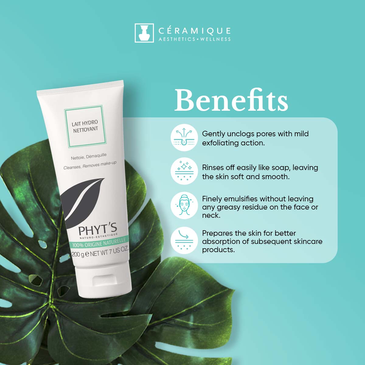 Phyt's 2 in 1 Makeup Remover Cleansing Milk (Lait Hydro Nettoyant) | Natural | Organic