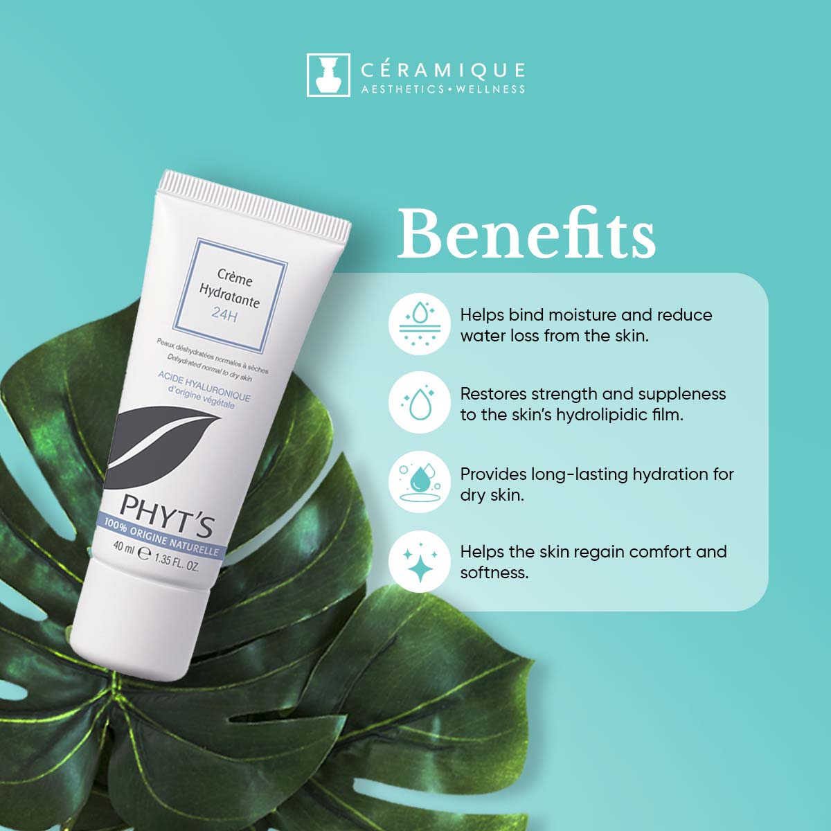 Phyt's 24H Moisturising Cream (Crème Hydratante 24H) | Natural | Organic