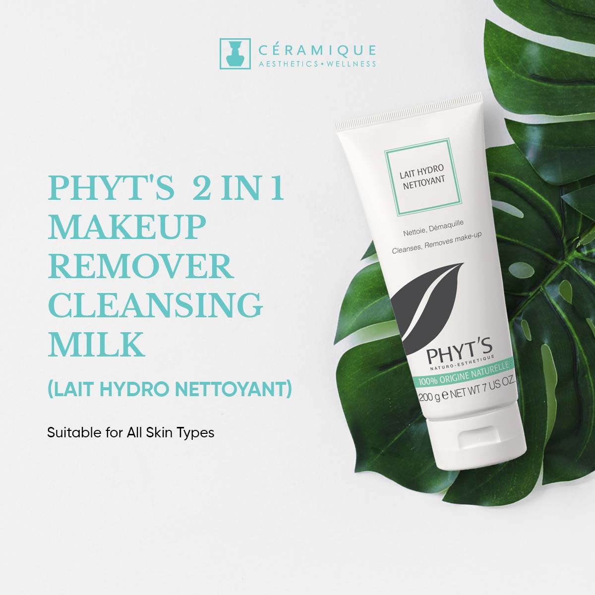Phyt's 2 in 1 Makeup Remover Cleansing Milk (Lait Hydro Nettoyant) | Natural | Organic
