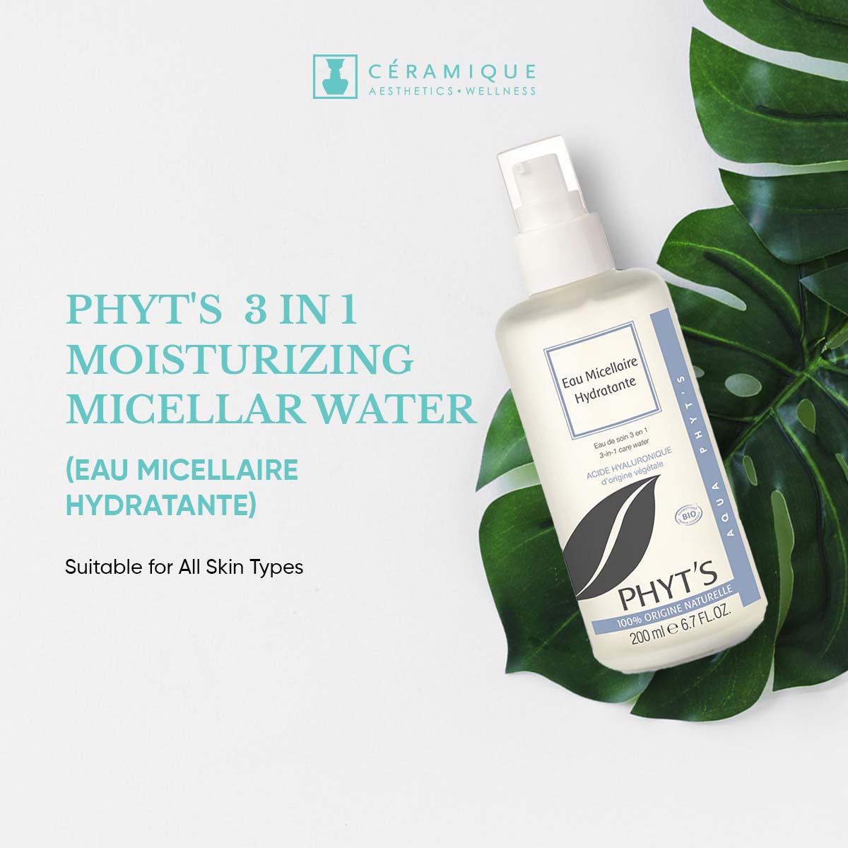 Phyt's 3 in 1 Moisturizing Micellar Water (Eau Micellaire Hydratante) | Natural | Organic